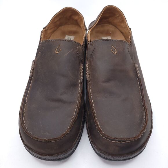 Olukai Mens Moloa Black Toffee Men’s Slip-On Leather Shoes Size 11 EU 44 main image 4